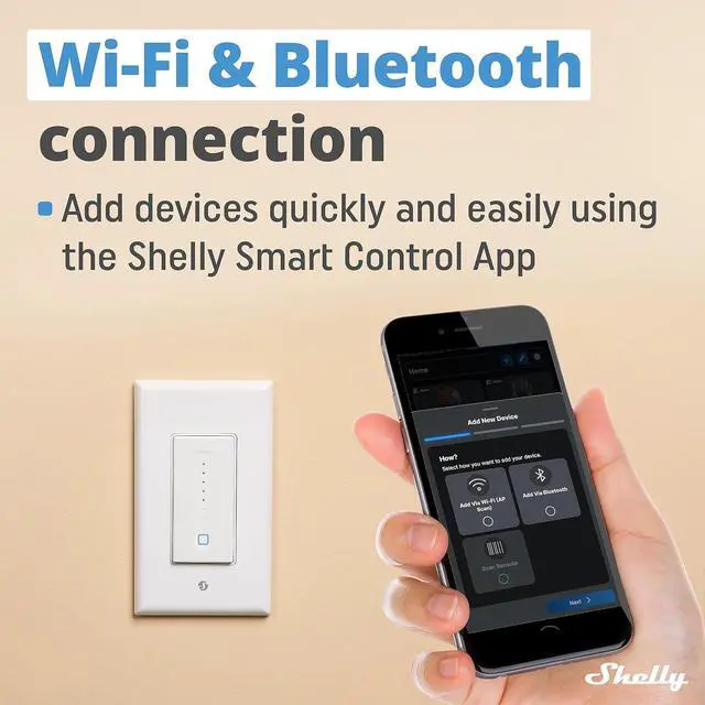 Alt view image 2 of 7 - Shelly Plus Wall Dimmer UL, Smart Switch, Wi-Fi & Bluetooth, 4 Pack | UL, WiFi Smart, Bluetooth Gateway, Compatible with Alexa, Home Assistant & Google, No Hub Required, Dimmable Lights