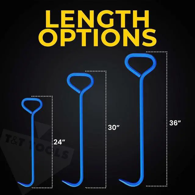 Alt view image 4 of 7 - T&T Tools 24-Inch Manhole Hook Tool, 2 Pack, 5/8" Hex Alloy Steel Single Hook for Heavy Duty Lifting Covers, Septic Tank Risers, Storm Drains, Pallet Pulling, Ergonomic Handle with Bright Blue Finish