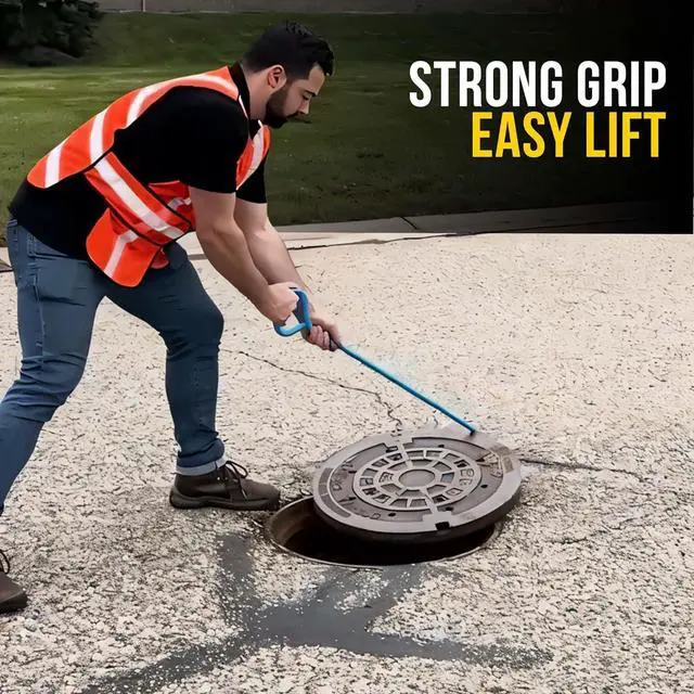 Alt view image 7 of 7 - T&T Tools 24-Inch Manhole Hook Tool, 2 Pack, 5/8" Hex Alloy Steel Single Hook for Heavy Duty Lifting Covers, Septic Tank Risers, Storm Drains, Pallet Pulling, Ergonomic Handle with Bright Blue Finish