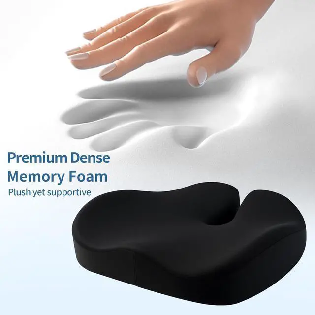 Alt view image 5 of 7 - Dense Memory Foam Seat Cushion for Tailbone Pain Relief - Orthopedic Coccyx Support for Hemorrhoid & Sciatica - Fits Wooden/Office Chairs & Home