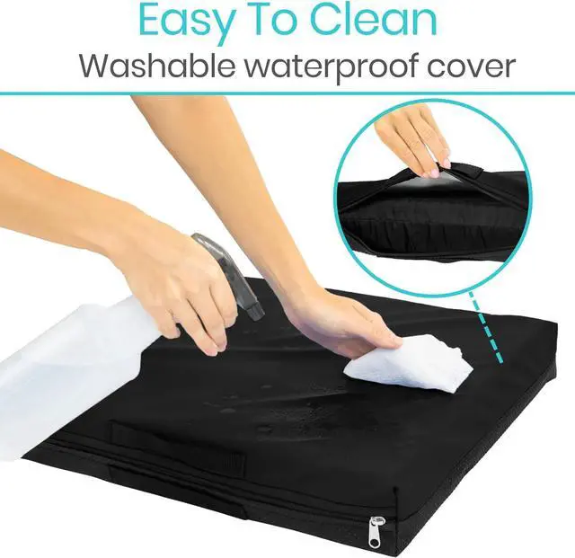 Alt view image 4 of 6 - Waterproof Wheelchair Cushion for Pressure Relief (18x16x3) - Washable Cover Incontinence Protection for Elderly Adults & Seniors - Memory Foam Gel Pad for Recliners, Office Chairs, Car