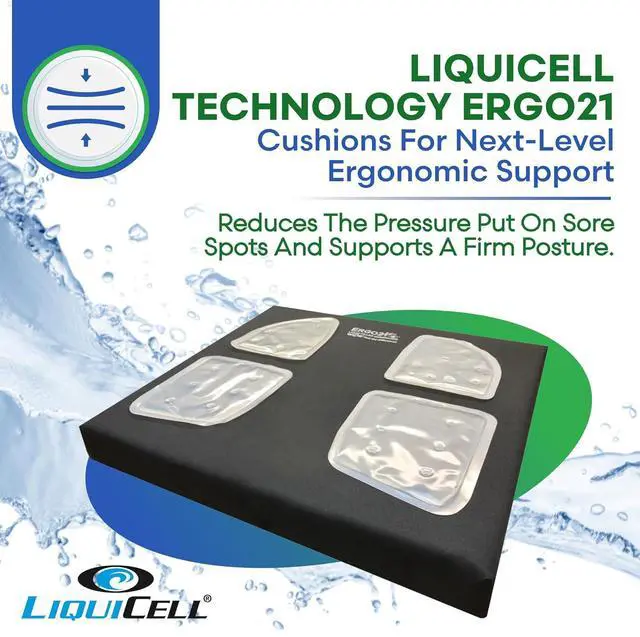 Alt view image 5 of 7 - LiquiCell Sports Wheelchair Cushion, Pressure Relief Seat Cushion for Seniors, Obese, Office Chair, Car! Bye Bye Tailbone & Back Pain as LiquiCell Improves Blood Flow by 150%! Made in USA