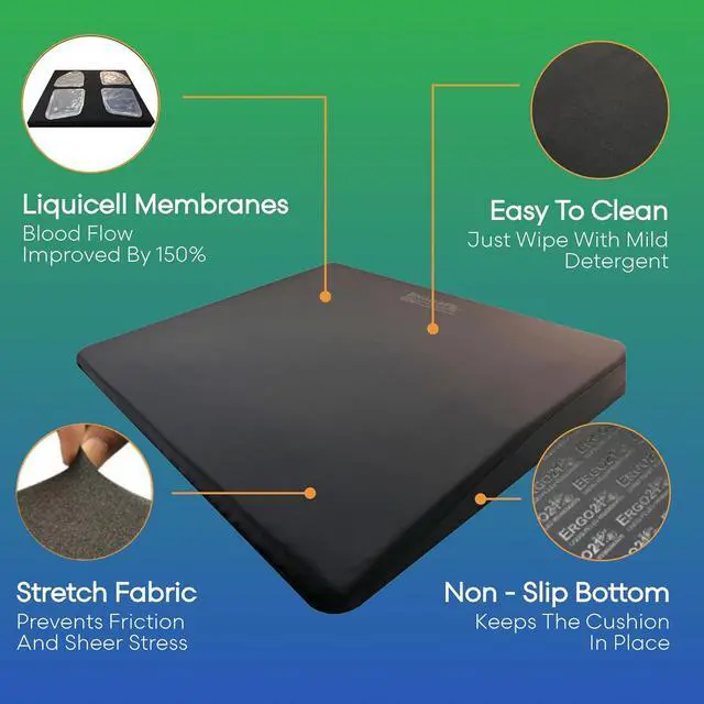 Alt view image 7 of 7 - LiquiCell Sports Wheelchair Cushion, Pressure Relief Seat Cushion for Seniors, Obese, Office Chair, Car! Bye Bye Tailbone & Back Pain as LiquiCell Improves Blood Flow by 150%! Made in USA