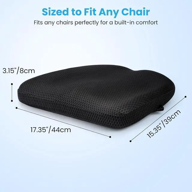 Alt view image 3 of 5 - Office Chair Cushion - Breathable Pressure Relief Seat Cushion with Hours Sitting on Gaming/Car/Wheelchair, Extra-Dense Air Fiber for Orthopedic Coccyx, Sciatica & Hip Support (Dark Gray)