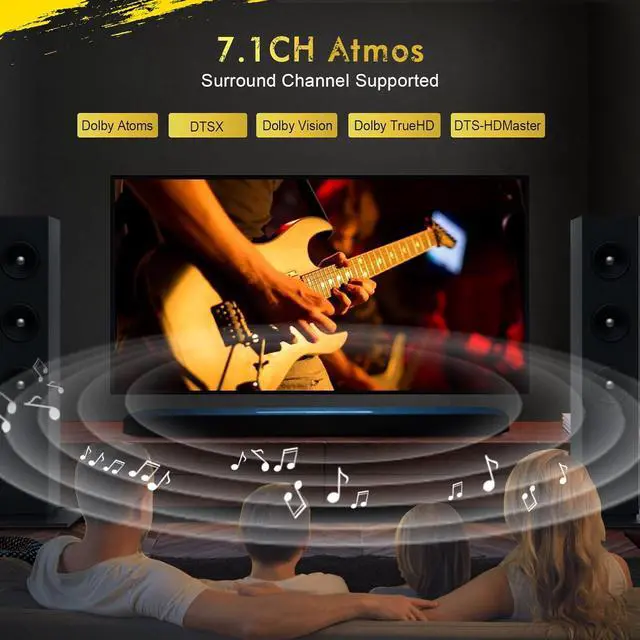 Alt view image 2 of 6 - 4K@120Hz HDMI 2.1 Audio Extractor Audio Converter,HDMI to HDMI,SPDIF Optical 7.1/5.1CH,Stereo 3.5mm,Supports VRR,CEC,Dolby Digital Audio De-embed,HDCP 2.2/2.3 Bypass,for PS5,Xbox, CO-HAE118