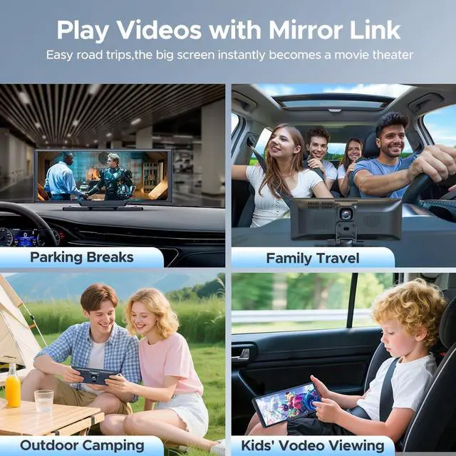 Alt view image 6 of 7 - 9.26'' Carplay Screen for Car with 2.5K Dash Cam and 1080P Backup Camera Portable Wireless Android Auto Screen GPS Navigation Mirror Link Voice Control Hands-Free for iOS 11+ Android 11+