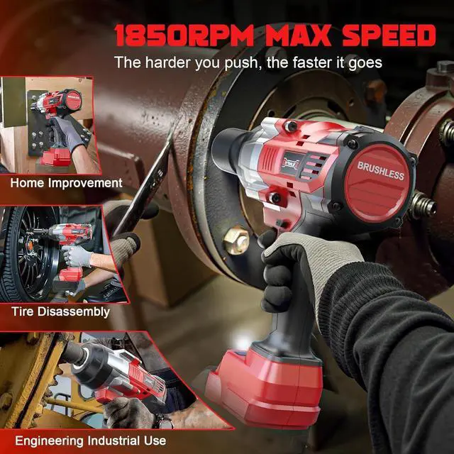 Alt view image 5 of 7 - Cordless Impact Wrench 1/2 inch Compatible with Milwaukee 18v Battery, 1700 Ft-lbs High Torque Impact Driver, Electric Impact Gun with 4 Modes & LED Light for Car, Truck, Mower(Bare Tool)