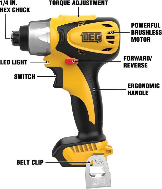Alt view image 2 of 6 - 12V Cordless Impact Driver Kit,  1/4-inch Hex,4 Speed Brushless Impact Drill/Driver Set with LED Light, Battery and Charger Included