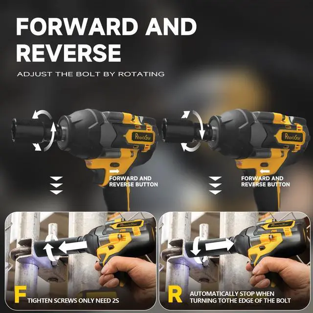 Alt view image 4 of 6 - Rhovixster 1/2 Impact Gun, Cordless Impact Wrench Set, 1/2 Torque Impact, Brushless Motor High Torque Impact Guns with Battery and Charger