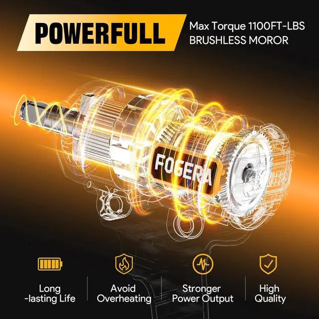 Alt view image 3 of 7 - Cordless Impact Wrench 1/2 Inch - Compatible with Dewalt 20V Batteries, 1100 Ft-lbs (1500N.m) High Torque Impact Driver, Brushless Impact Gun with 3 Speed Modes & LED Light (Battery Not Included)