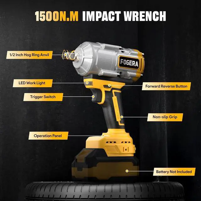 Alt view image 6 of 7 - Cordless Impact Wrench 1/2 Inch - Compatible with Dewalt 20V Batteries, 1100 Ft-lbs (1500N.m) High Torque Impact Driver, Brushless Impact Gun with 3 Speed Modes & LED Light (Battery Not Included)