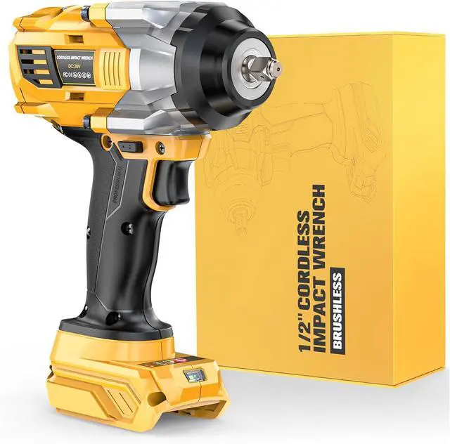Main image of Impact Wrench Compatible with DeWalt 20V MAX Battery: 1/2 Inch Hog Ring Impact Driver High Torque - 1360N.m/1000Ft-lbs Cordless Impact Gun - Brushless Motor with LED Light - Tool Only