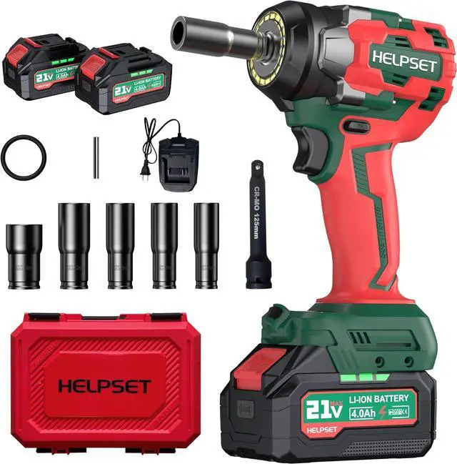 Main image of Cordless Impact Wrench 1/2", 480Ft.lb (650N.m) Brushless Impact Gun with 2x4.0Ah Batteries, Fast Charger, 6 Sockets & Toolbox, Electric Impact Driver for Car/RV Tire