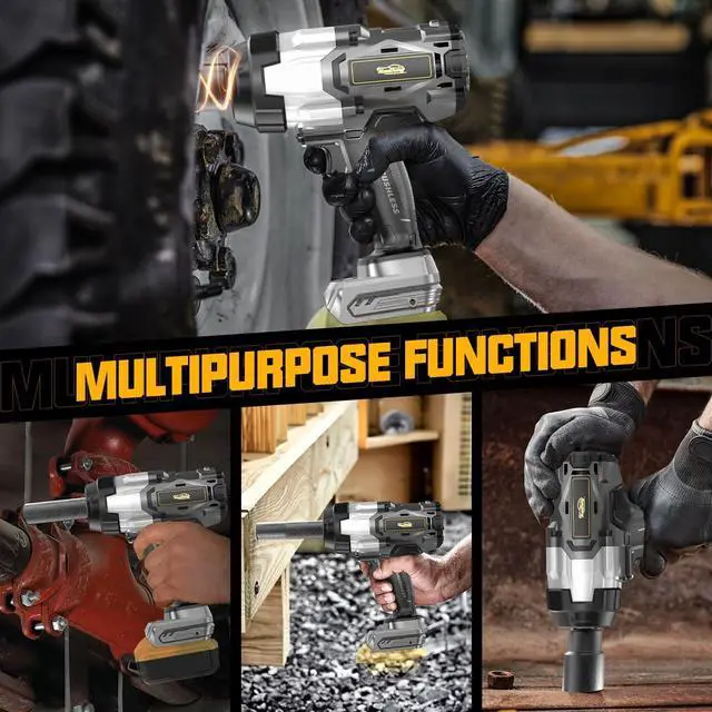 Alt view image 5 of 7 - Cordless Impact Wrench 3/4" Compatible with Dewalt 20V Battery, 1850Ft-lbs(2500N.m) High Torque Impact Gun Heavy Duty, Brushless Electric Power Impact Driver with 4 Speed Modes & LED Work Light