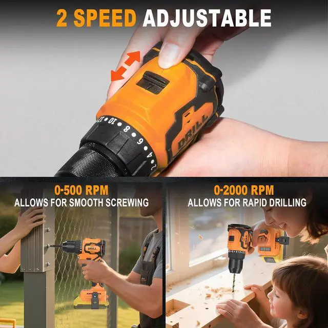 Alt view image 6 of 7 - Cordless Impact Driver and Drill Combo Kit (Tool Only) Compatible with Dewalt 20V Max Battery, Up to 2300 In-lbs Brushless1/4" Impact Driver and 620 In-lbs 3/8" Power Drill with Tool Bag, LED Light