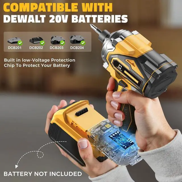 Alt view image 3 of 7 - Cordless Impact Driver for DeWalt 20V Max Battery,  2800 In-lbs Brushless 1/4" hex chuck Impact Driver, impact drill with 5-Speed Lightweight Power Impact Drivers, LED Light (no battery)