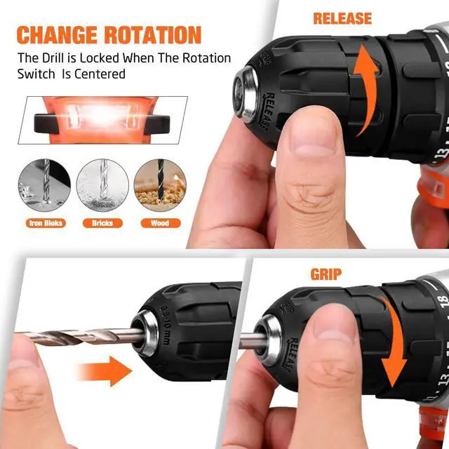 Alt view image 6 of 7 - 255-Piece Tool Set - Tool Kit with 12V Cordless Drill Driver, Toolbox Storage Case with Drawer, General Household Drill Set for DIY Projects, Home Repairs, Handyman