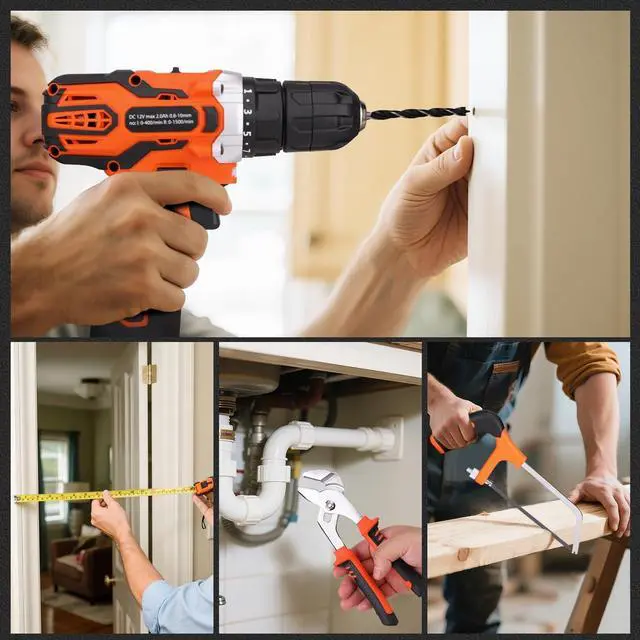 Alt view image 7 of 7 - 255-Piece Tool Set - Tool Kit with 12V Cordless Drill Driver, Toolbox Storage Case with Drawer, General Household Drill Set for DIY Projects, Home Repairs, Handyman