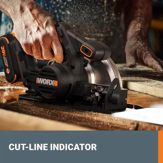 Alt view image 4 of 4 - 20V Cordless Electric Circular Saw 6-1/2'' Max. 2-3/16" Cutting Depth 4700 Rpm 0-50° Bevel Capacity 2.0 Ah Battery and Charger Included WX526L