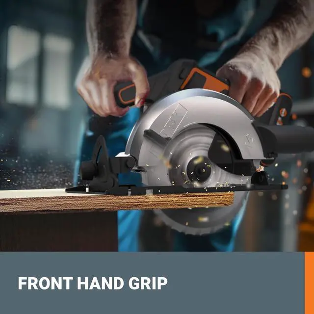 Alt view image 3 of 4 - 20V Cordless Electric Circular Saw 6-1/2'' Max. 2-3/16" Cutting Depth 4700 Rpm 0-50° Bevel Capacity 2.0 Ah Battery and Charger Included WX526L