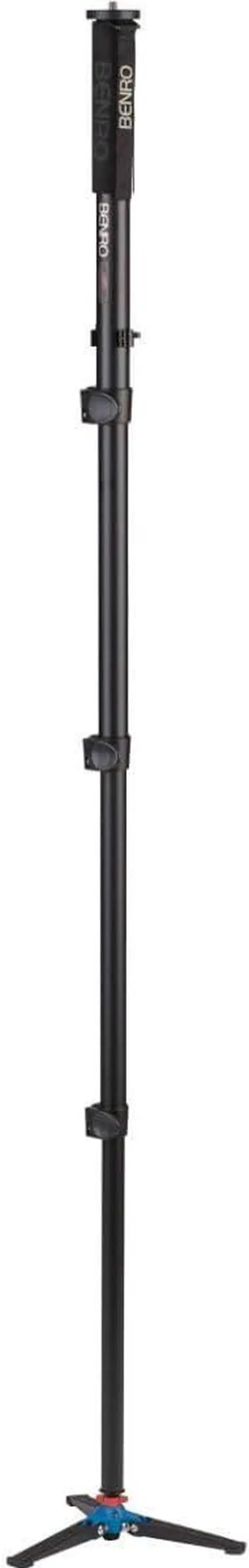 Alt view image 2 of 7 - 4 Section Aluminum Monopod with 3-Leg Locking Base, Flip Lock Legs, 22" Maximum Height, 44.1 lb. Load Capacity- Black (A48FD)