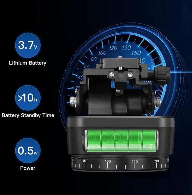 Alt view image 3 of 7 - M4 Motorized Rotating Panoramic Tripod Head, Remote Control Pan Tilt Head with Remote Control and Mobile Phone Clip for DSLR Cameras, Camcorders, Smartphones, Tripod