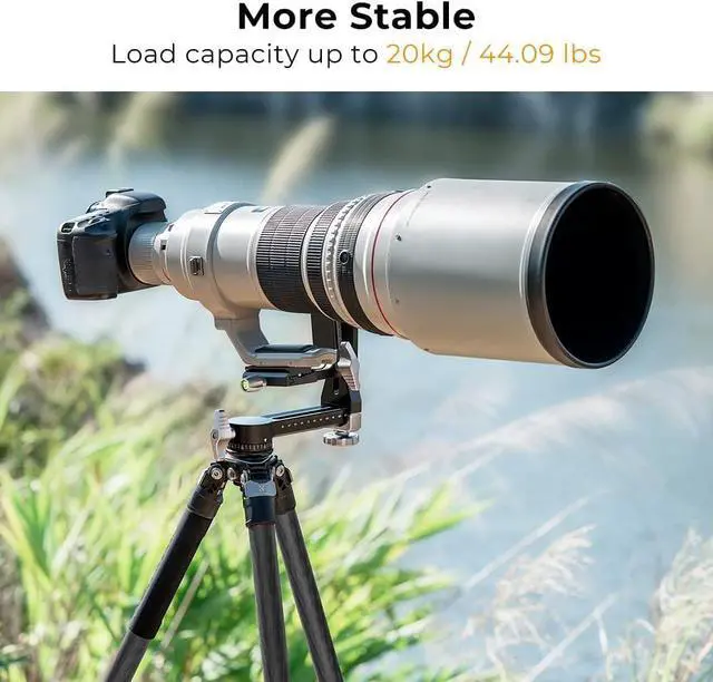 Alt view image 2 of 6 - K&F CONCEPT Upgraded Gimbal Tripod Head, Exclusive Lubricant, All-CNC Aluminum Alloy Gimbal Head, Precise Horizontal and Vertical Adjustment Tripod Head, Maximum Load Capacity of 44.09lbs/20kg.