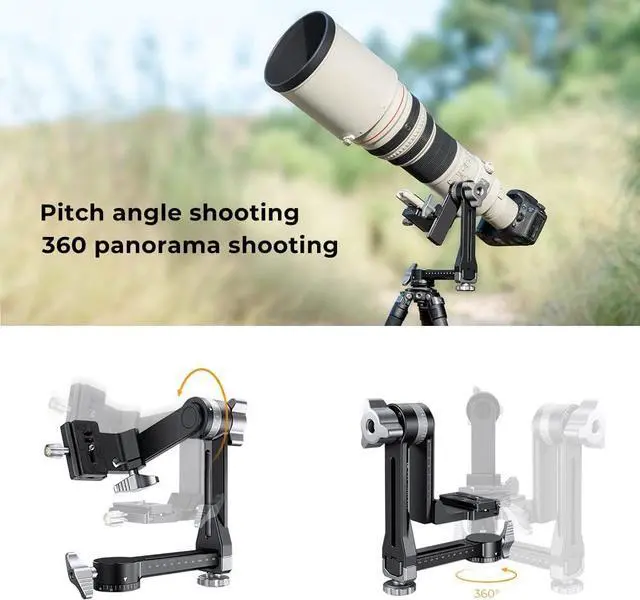 Alt view image 6 of 6 - K&F CONCEPT Upgraded Gimbal Tripod Head, Exclusive Lubricant, All-CNC Aluminum Alloy Gimbal Head, Precise Horizontal and Vertical Adjustment Tripod Head, Maximum Load Capacity of 44.09lbs/20kg.