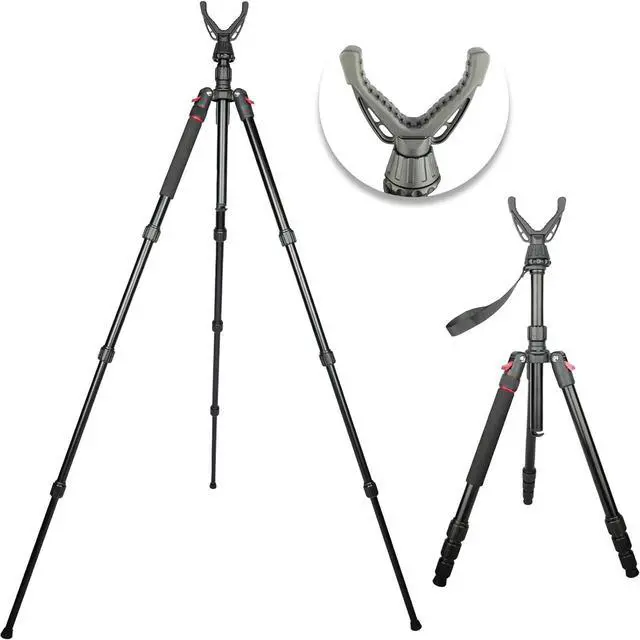 Main image of Adjustable Shooting Tripod for Rifles,Shooting Stick 3-in-1 Convertible Tripod/Monopod/Bipod, 22.8-61 Height, Lightweight Aluminum Alloy with Carrying Bag, Stable Rifle Rest for Hunting Outdoor