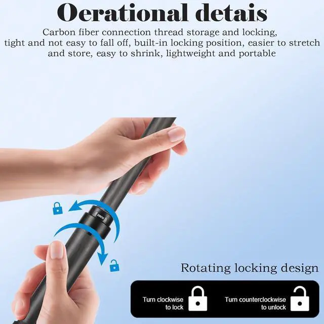 Alt view image 2 of 6 - Invisible Extended Selfie Stick 2m/6.5ft Carbon Fiber for Insta360 X5/X4/X3/X2/R/RS/ONE/GO2 | Action Camera Tripod Monopod Accessories