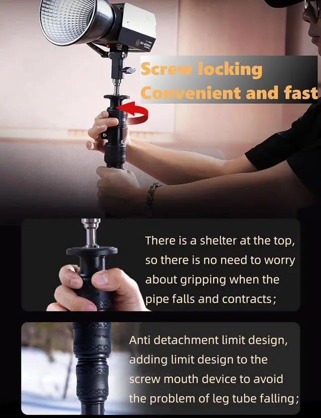 Alt view image 3 of 7 - Cobra RB-A400,79" Round Base Monopod,Aluminum Photography Light Stand Flat Base for DSLR Camera, Light,Payload 22LBS(2 Pack)