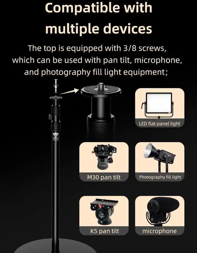 Alt view image 4 of 7 - Cobra RB-A400,79" Round Base Monopod,Aluminum Photography Light Stand Flat Base for DSLR Camera, Light,Payload 22LBS(2 Pack)