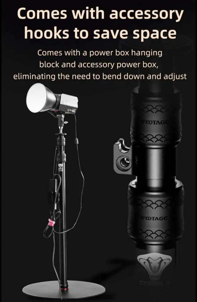 Alt view image 6 of 7 - Cobra RB-A400,79" Round Base Monopod,Aluminum Photography Light Stand Flat Base for DSLR Camera, Light,Payload 22LBS(2 Pack)