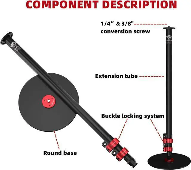 Alt view image 2 of 6 - Cobra RB-A300,Round Base Monopod,Professional Camera Aluminium Monopod with Quick Adjustment Height Buckle,Compatibility DSLR Cameras Camcorders(151cm/59.44Inc)