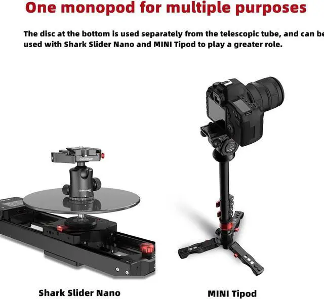 Alt view image 5 of 6 - Cobra RB-A300,Round Base Monopod,Professional Camera Aluminium Monopod with Quick Adjustment Height Buckle,Compatibility DSLR Cameras Camcorders(151cm/59.44Inc)