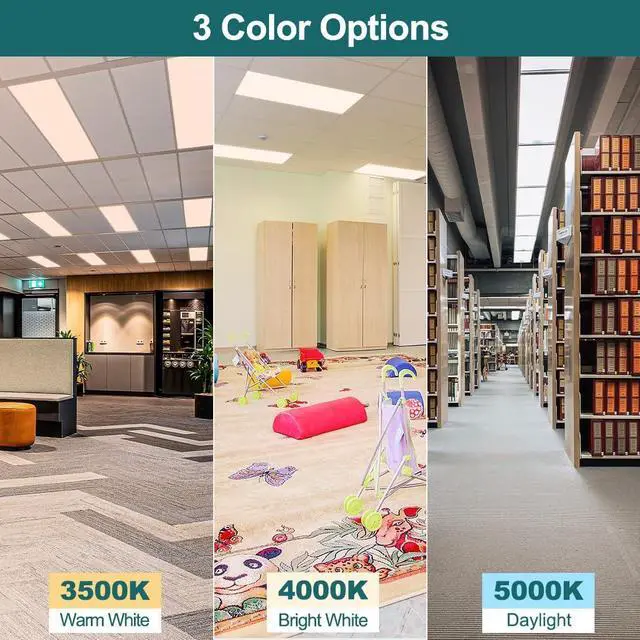 Alt view image 3 of 7 - 2x2 LED Flat Panel Light, 50W/45W/40W/30W/25W Adjustable, 5000K/4000K/3500K Selectable, 5500LM 0-10V Dimmable Drop Ceiling Lights, 100-277V ETL-Listed, 4-Pack