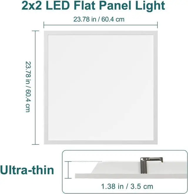 Alt view image 7 of 7 - 2x2 LED Flat Panel Light, 50W/45W/40W/30W/25W Adjustable, 5000K/4000K/3500K Selectable, 5500LM 0-10V Dimmable Drop Ceiling Lights, 100-277V ETL-Listed, 4-Pack