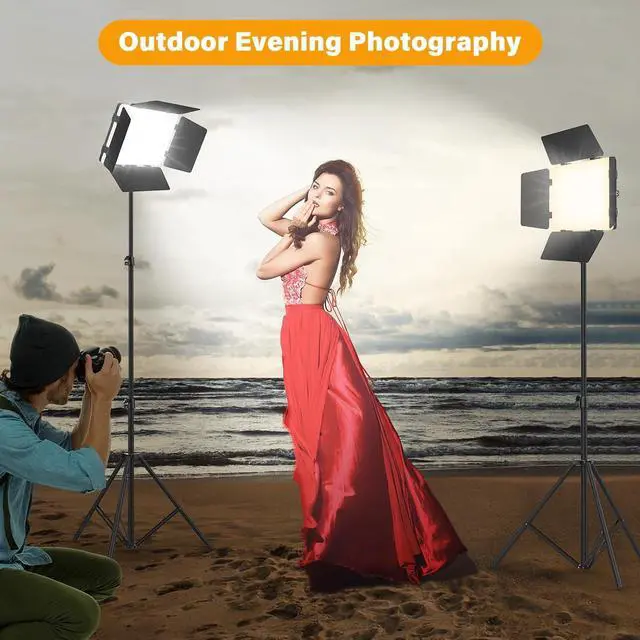 Alt view image 7 of 7 - 2 Pack Led Video Light Panel Light with Barndoor, 8000mAh Rechargeable Camera Light with 79'' Stand, Photo Studio Lighting kit for Video Recording Live Streaming Outdoor Indoor Photography