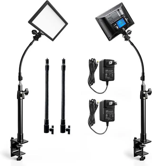 Main image of 2-Pack Key Light Panel Kit, LED Video Light Dimmable Bi-Color 3200-5600k Video Conference Lighting with Gooseneck Tubes Desk Light for Podcast/Streaming/Gaming/Zoom Meetings/Broadcast/YouTube