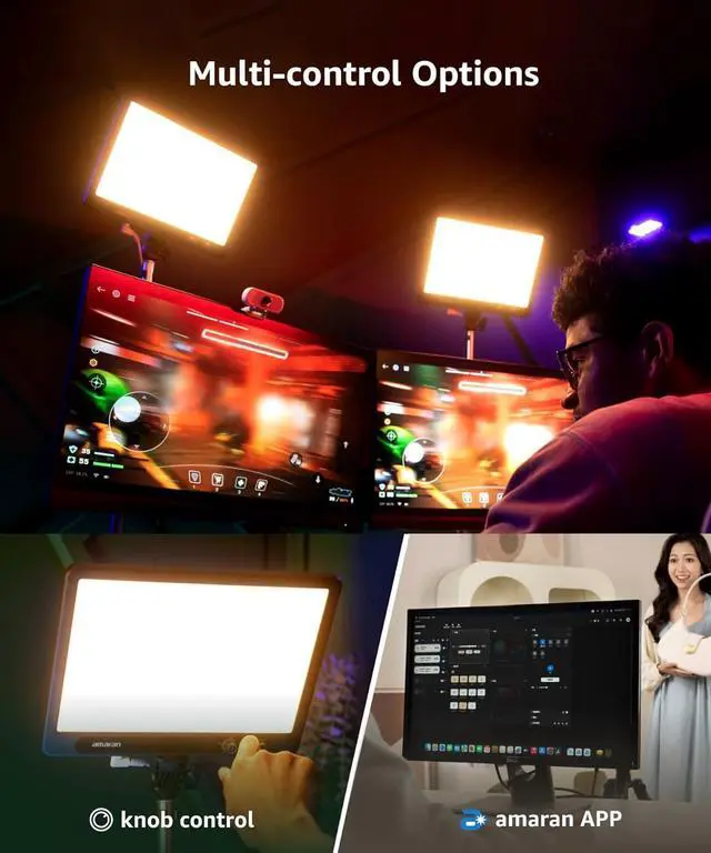 Alt view image 2 of 6 - Verge Bi-Color Edge-lit Rectangular Panel,26W Soft LED Video Light Adjustable CCT,APP Control Professional Studio Light for Streaming, Gaming Studio,Recording and Video Conferencing (Charcoal)