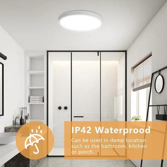 Alt view image 6 of 7 - 12PK 12 Inch LED Flush Mount Super Slim Ceiling Light, 24W, 2520LM, 3000K/4000K/6000K CCT Selectable, Close to Ceiling Round Flat Panel Light for Hallway, Bedroom, Kitchen