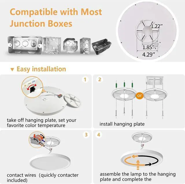 Alt view image 7 of 7 - 12PK 12 Inch LED Flush Mount Super Slim Ceiling Light, 24W, 2520LM, 3000K/4000K/6000K CCT Selectable, Close to Ceiling Round Flat Panel Light for Hallway, Bedroom, Kitchen
