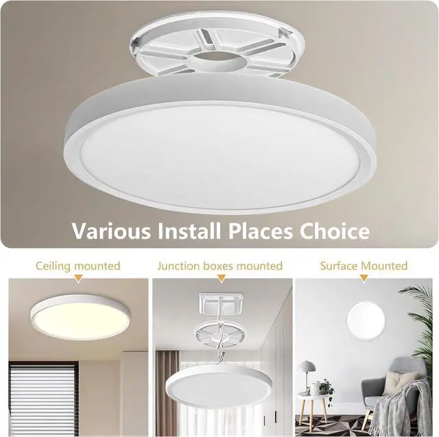 Alt view image 4 of 7 - 12PK 12 Inch LED Flush Mount Super Slim Ceiling Light, 24W, 2520LM, 3000K/4000K/6000K CCT Selectable, Close to Ceiling Round Flat Panel Light for Hallway, Bedroom, Kitchen