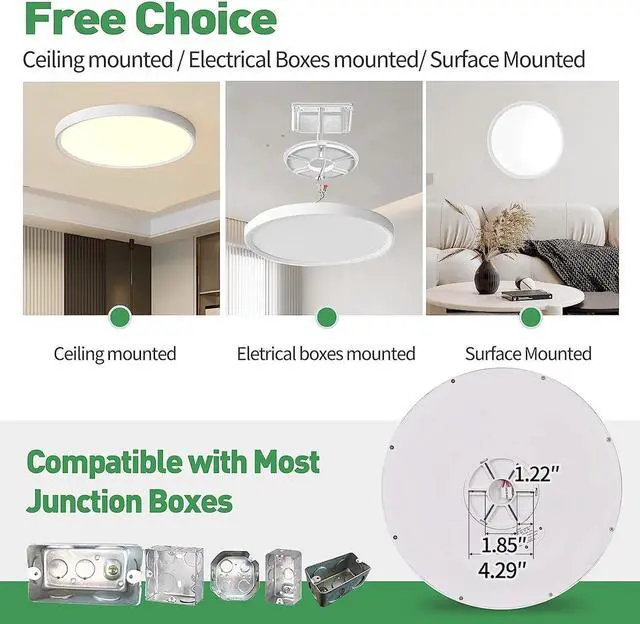 Alt view image 5 of 7 - 6PK Dimmable 12 Inch LED Flush Mount Ceiling Light, 24W, 2520LM, 2700K/3000K/4000K/5000K/6000K CCT Selectable, White Round Flat Panel Light Low Profile Ceiling Lamp for Bedroom/Kitchen/Living Room