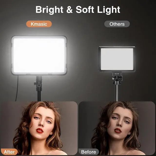 Alt view image 4 of 7 - 2 Pack LED Video Light with 63'' Tripod Stand,  2500-8500K Dimmable Photography Lighting Kit,15W Soft Studio Lighting for Video Recording/Filming/Game Streaming/YouTube/Podcast, USB Charger