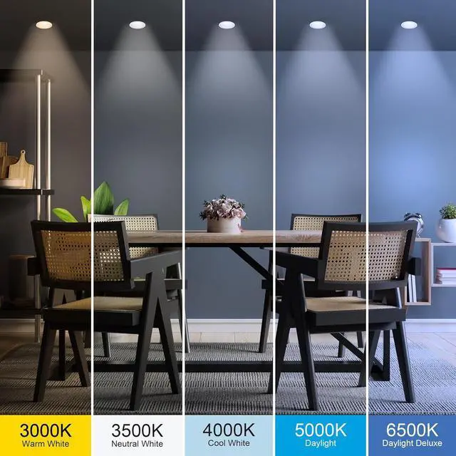 Alt view image 2 of 7 - 4 Inch LED Ceiling Downlight, Dimmable Flat Panel Ceiling Light with Color Selection (5CCT), Fits Most 4 Inch Recessed Cans, TP24 Adapter Included (5"x 5"x 0.5"), 4 Pack, 74202/6WYCA/4