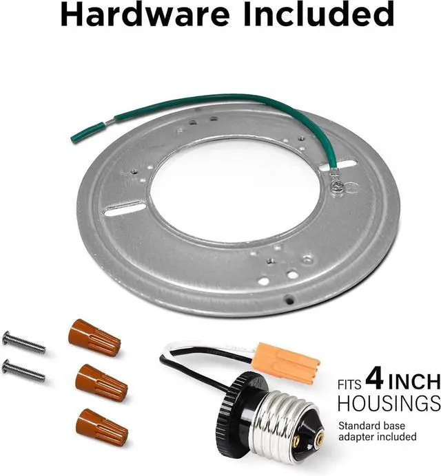 Alt view image 7 of 7 - 4 Inch LED Ceiling Downlight, Dimmable Flat Panel Ceiling Light with Color Selection (5CCT), Fits Most 4 Inch Recessed Cans, TP24 Adapter Included (5"x 5"x 0.5"), 4 Pack, 74202/6WYCA/4