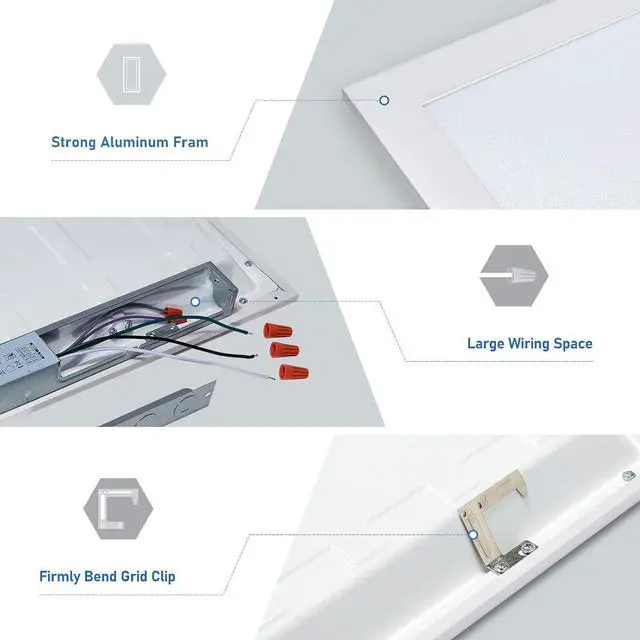 Alt view image 5 of 7 - 30-Pack 2x4 LED Drop Ceiling Light Fixture Flat Panel, 0-10V Dimmable, 30/40/50W Selectable, 3000K/4000K/5000K Switchable, 120-277V, ETL Listed