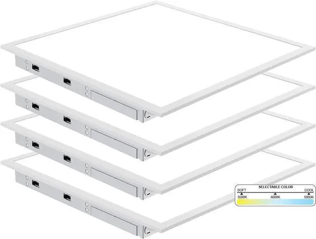 Main image of 4 Pack 2x2 LED Panel for Drop-in Ceiling, 40W/30W/20W Selectable, 3 Color Select, 3500K/4000K/5000K, Super Bright 4400LM, 0-10V Dimmable Flat Backlit Fixture, 120V-277V, ETL Listed
