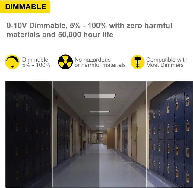 Alt view image 6 of 7 - 4 Pack 2x2 LED Panel for Drop-in Ceiling, 40W/30W/20W Selectable, 3 Color Select, 3500K/4000K/5000K, Super Bright 4400LM, 0-10V Dimmable Flat Backlit Fixture, 120V-277V, ETL Listed